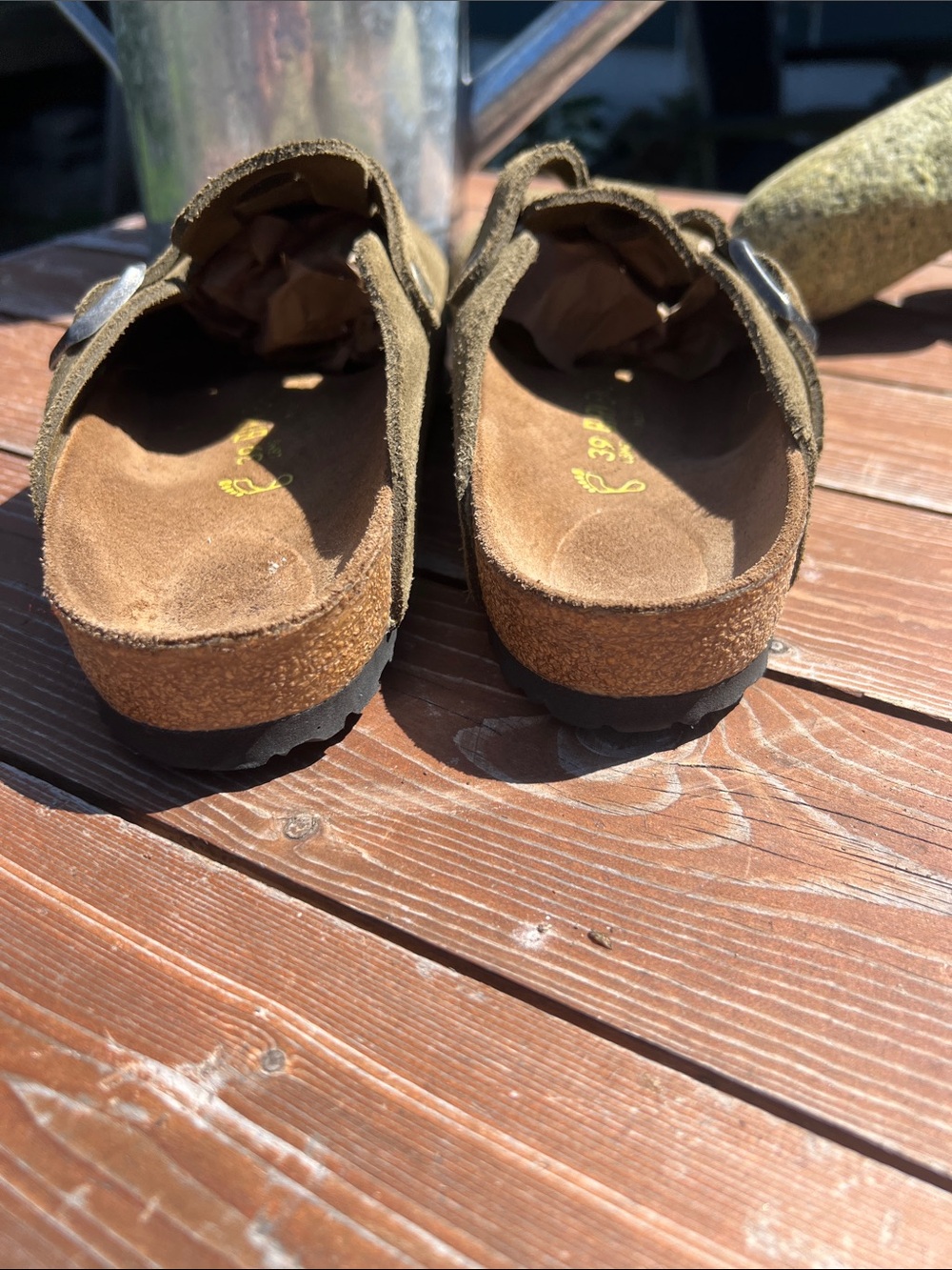 Birkenstock Olive Suede Clogs - Picture 7 of 9